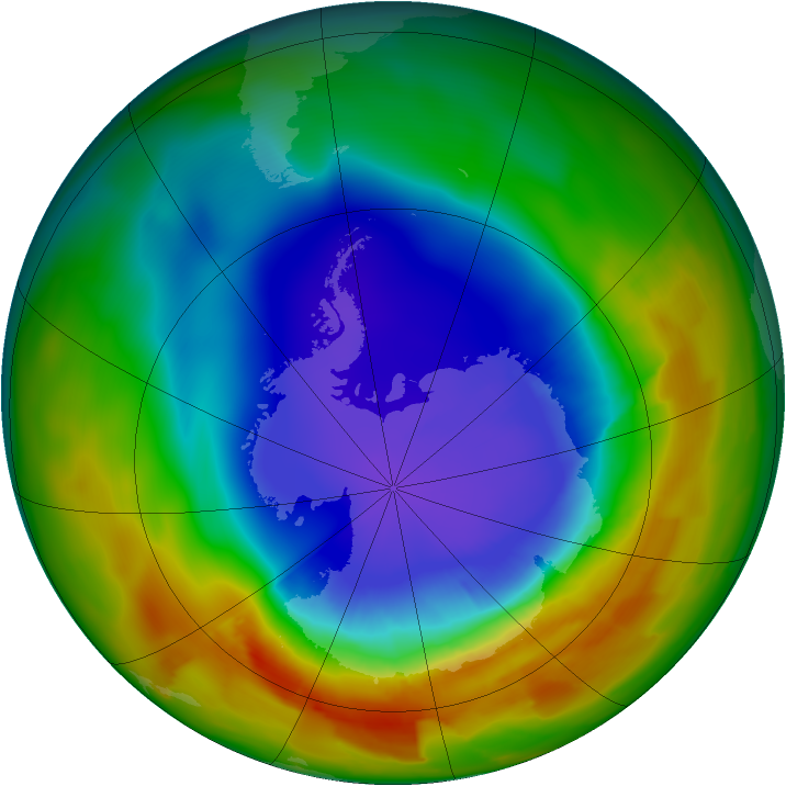 Antarctic ozone map for 06 October 2012